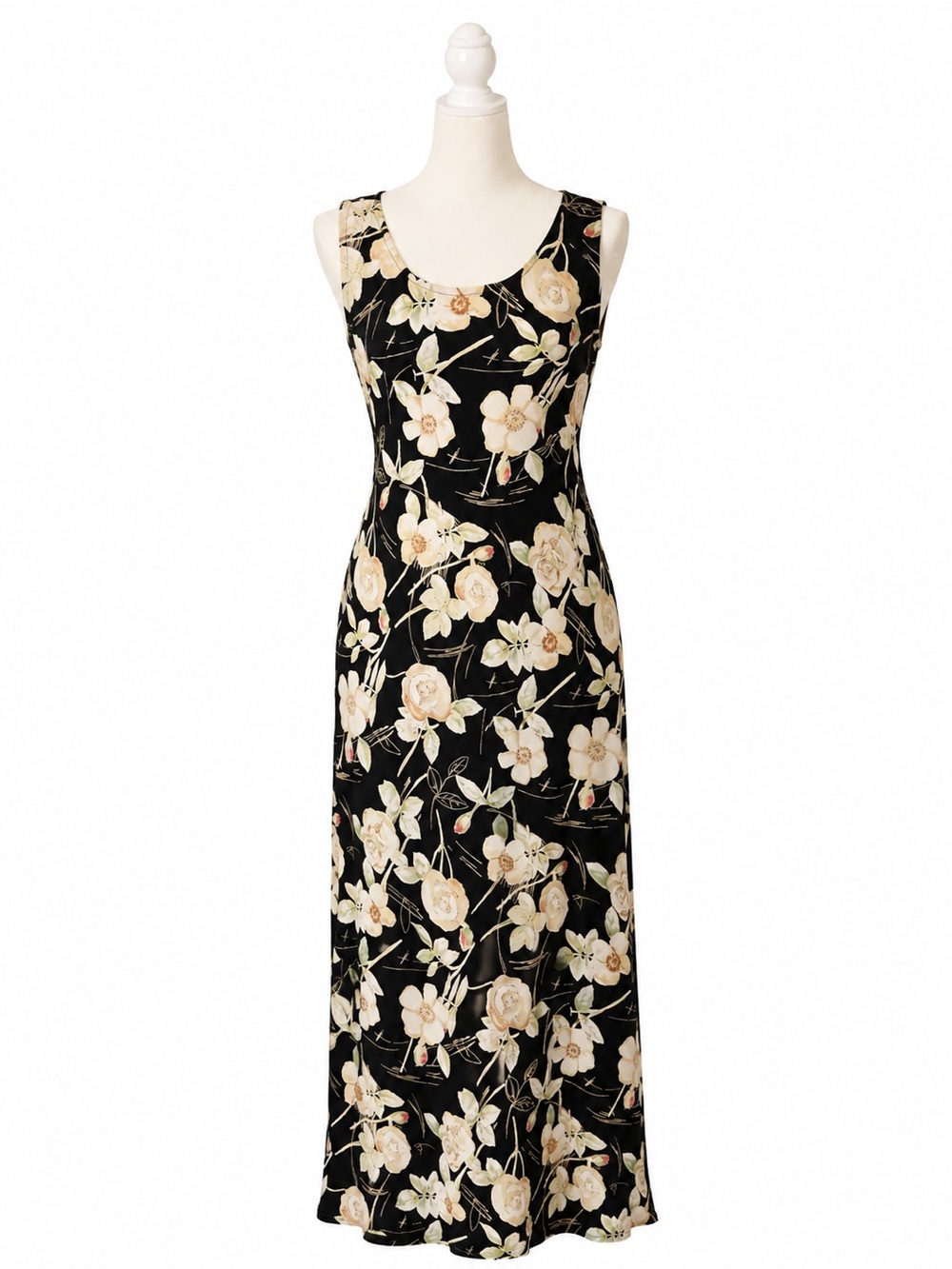 Vintage Y2K CDC Caren Desirees Company Floral Maxi Dress Black Womens Size 6